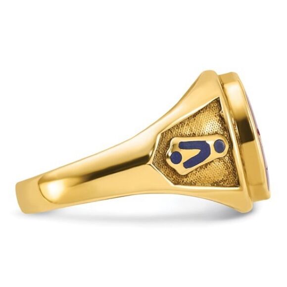 10k Gold Men's Ruby Blue Lodge Masonic Ring: A Blend of Style and Tradition - Picture 9 of 9